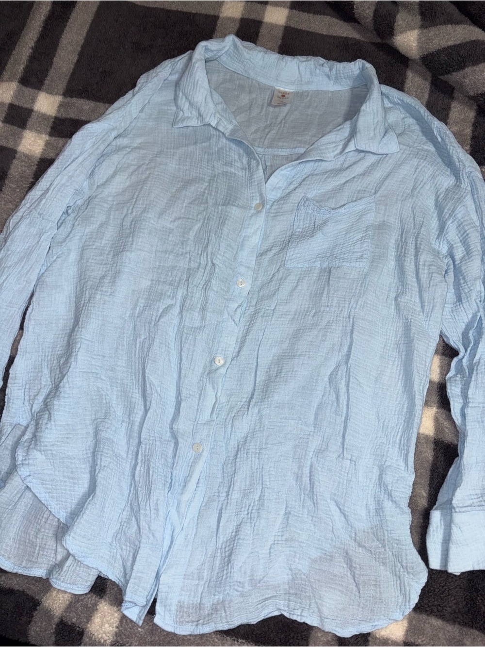 Light Blue Button-Up Swim Coverup